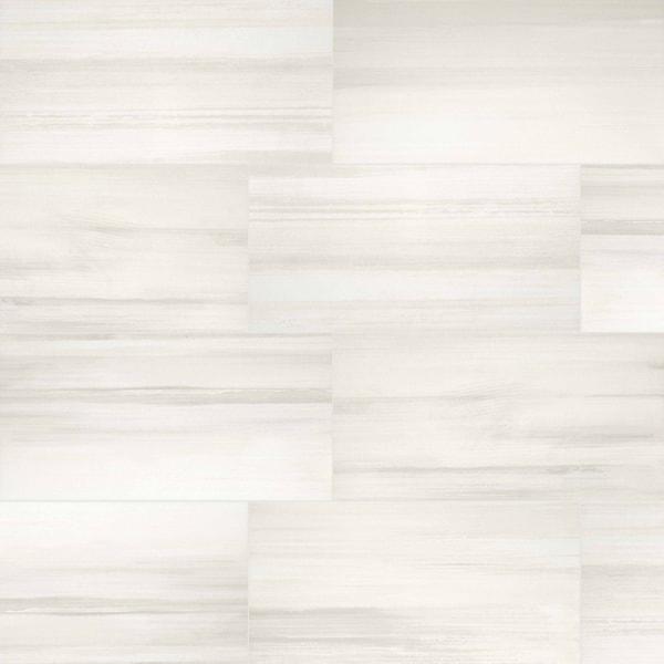 Water Color Bianco 12 In. X 24 In. Glazed Porcelain Floor And Wall Tile, 6PK